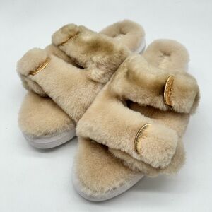 Australia Luxe Collective Beige Tan Plush Slip-Ons NWT size 13-14 XL Shearling